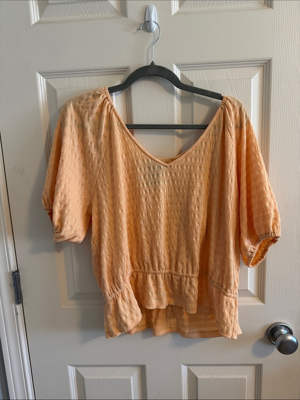 Wrangler Peach Short-Sleeve Textured V-Neck Blouse